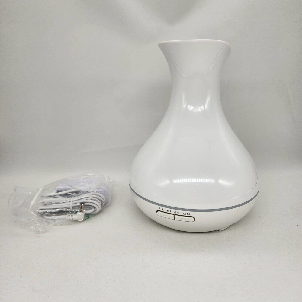500ml White Ultrasonic Aroma Diffuser, LED Colors, 4 Timer, Auto Shut-Off